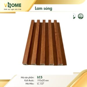Tấm ốp nhựa lam sóng cao 5 sóng VHOME - Vân gỗ LC527