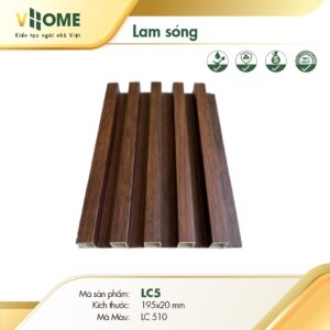 Tấm ốp lam sóng cao 5 sóng VHOME - Vân gỗ LC510