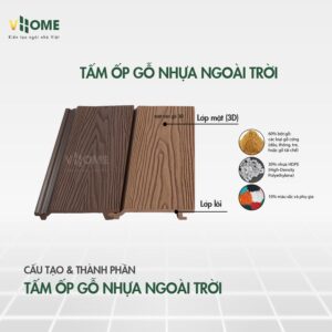 Cấu tạo và thành phần tấm ốp gỗ nhựa ngoài trời VHOME