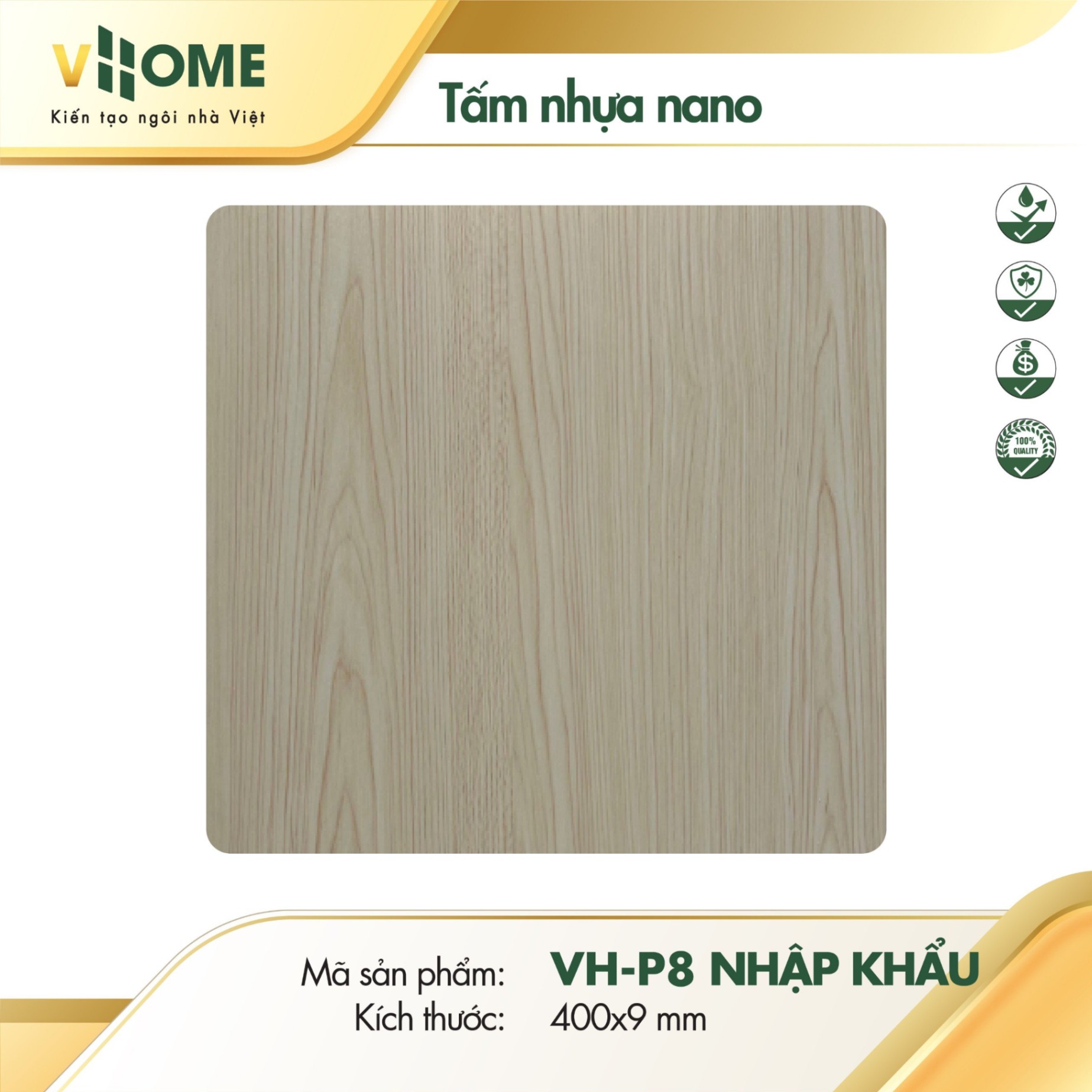 Tấm ốp nano nhập khẩu VHOME- Vân Gỗ P08