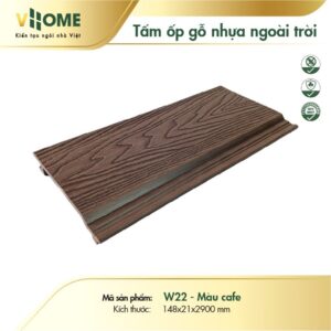 Tấm ốp gỗ nhựa ngoài trời VHOME - Vân Gỗ 3D màu Cà Phê