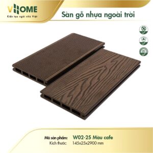 Sàn gỗ nhựa ngoài trời VHOME - Vân Gỗ 3D màu Cà Phê