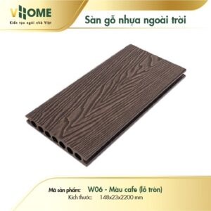 Sàn gỗ nhựa ngoài trời VHOME - Vân Gỗ 3D màu Cà Phê (Lỗ tròn)
