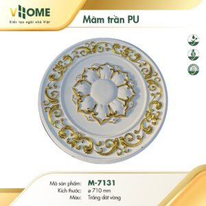Mâm trần nhựa tròn Vhome - Trắng dát Vàng M-7131