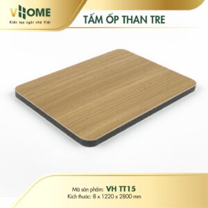 Tấm ốp than tre Vân Gỗ 8mm Cốt Đen Vhome P.TT15
