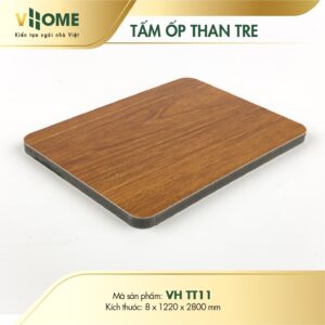 Tấm ốp than tre Vân Gỗ 8mm Cốt Đen Vhome P.TT11