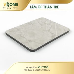 Tấm ốp than tre Vân Đá 8mm Cốt Đen Vhome P.TT33