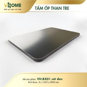 Tấm ốp than tre Film Kim loại Vhome màu Bạc Xước cốt Đen
