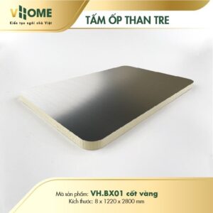 Tấm ốp than tre Film Kim loại Vhome màu Bạc Xước cốt Vàng
