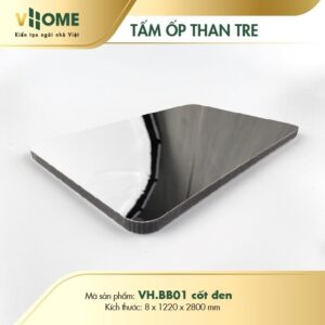 Tấm ốp than tre Film Kim loại màu Bạc Bóng cốt Đen