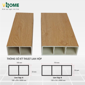 Kích thước của thanh lam hộp nhựa giả gỗ Vhome